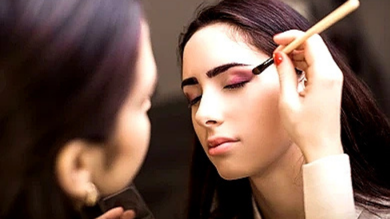 Professional makeup artist at work