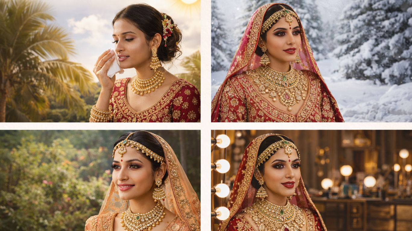 Bridal makeup artist creating a flawless wedding look