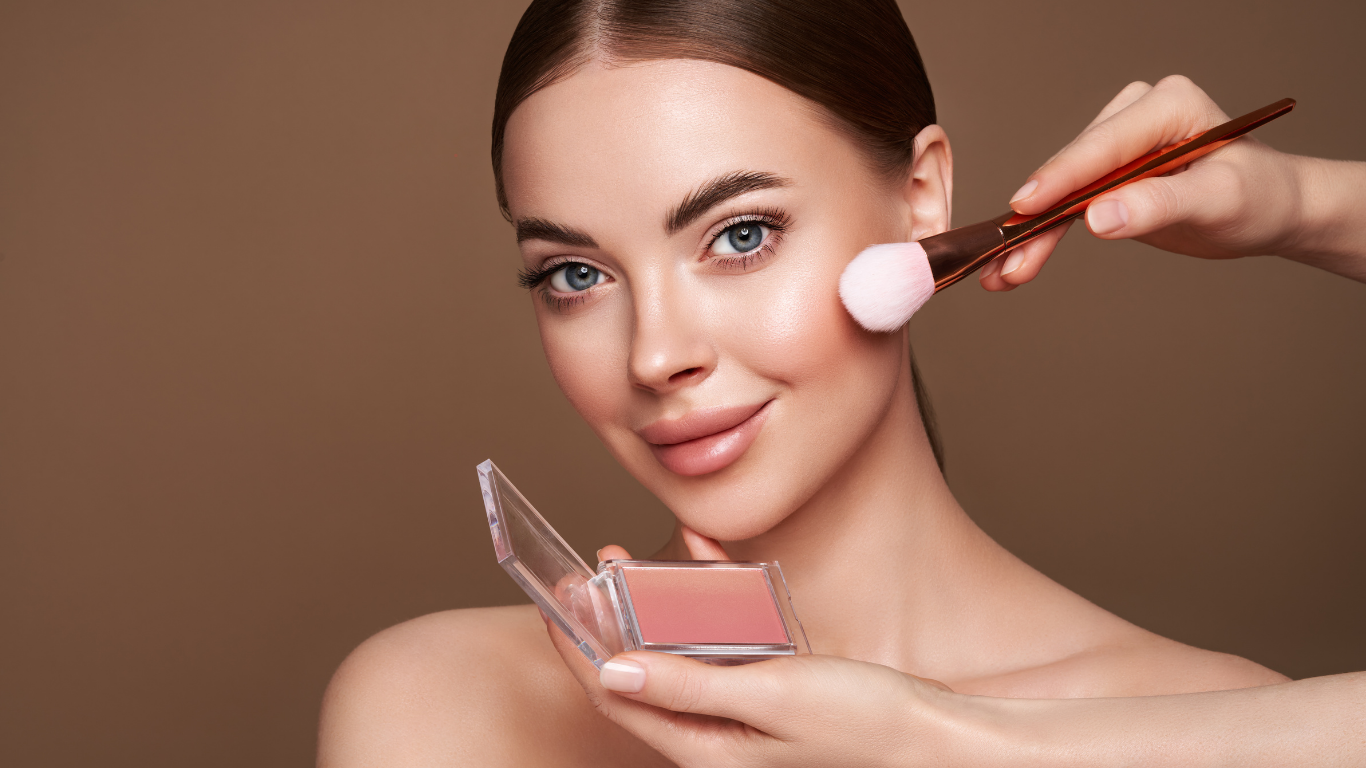 Bridal makeup artist creating natural bridal glow