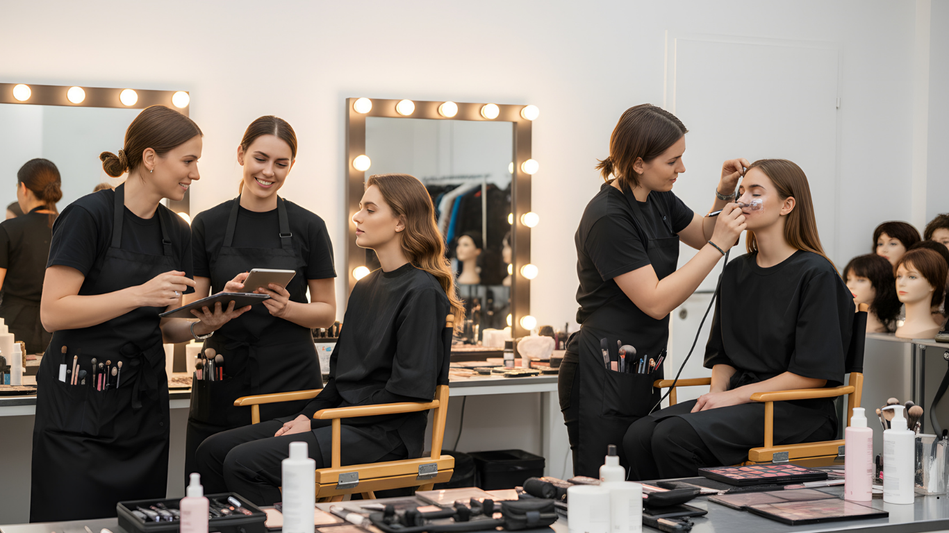 Expert bridal makeup artist enhancing bride’s natural beauty