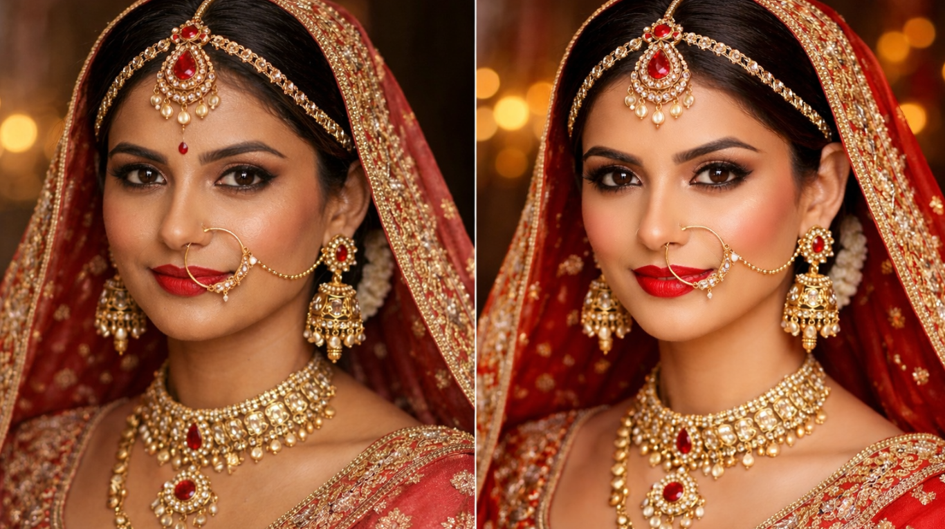 HD makeup look with flawless skin finish