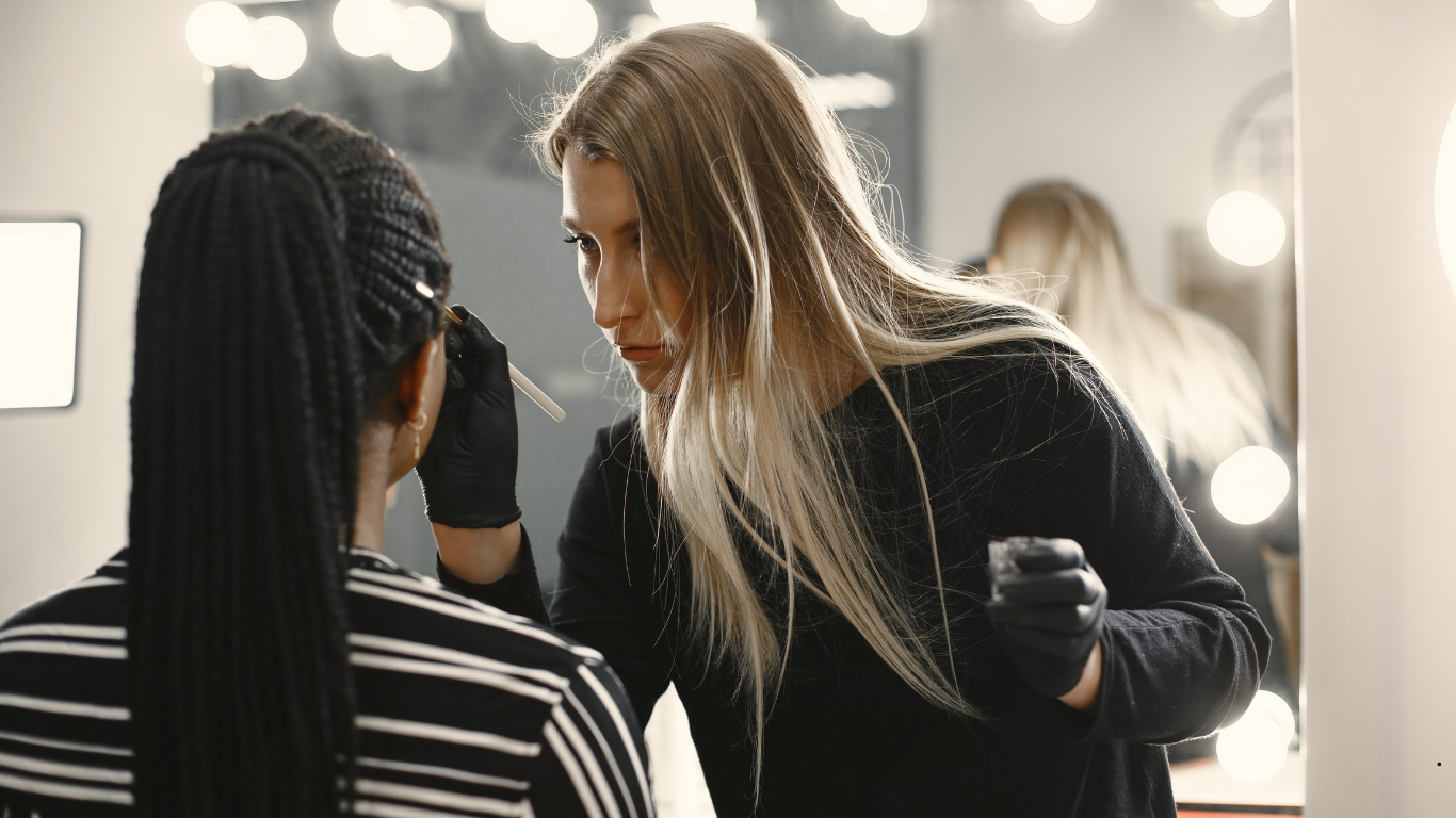 Professional makeup artist doing party makeup