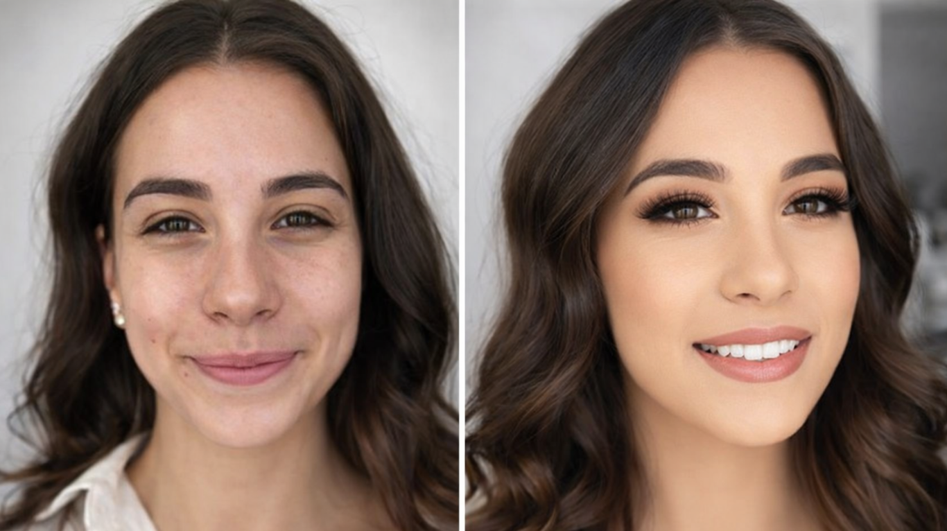 Bridal makeup artist during wedding prep