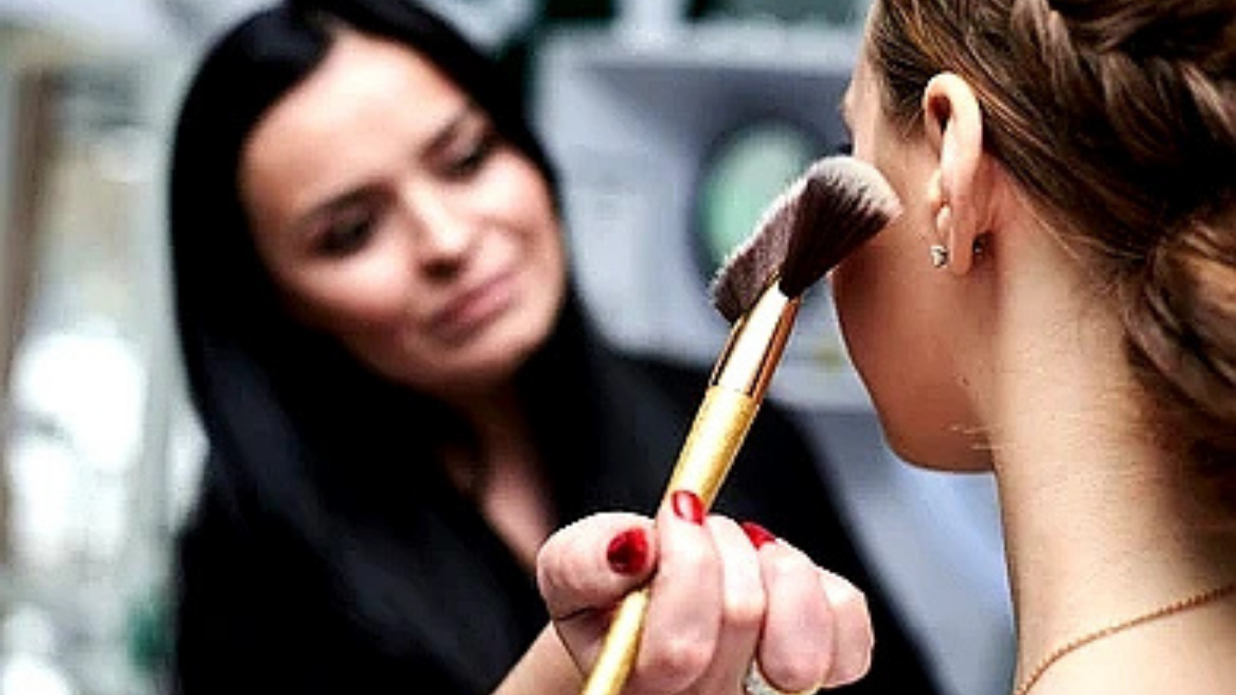 Close-up bridal makeup detailing
