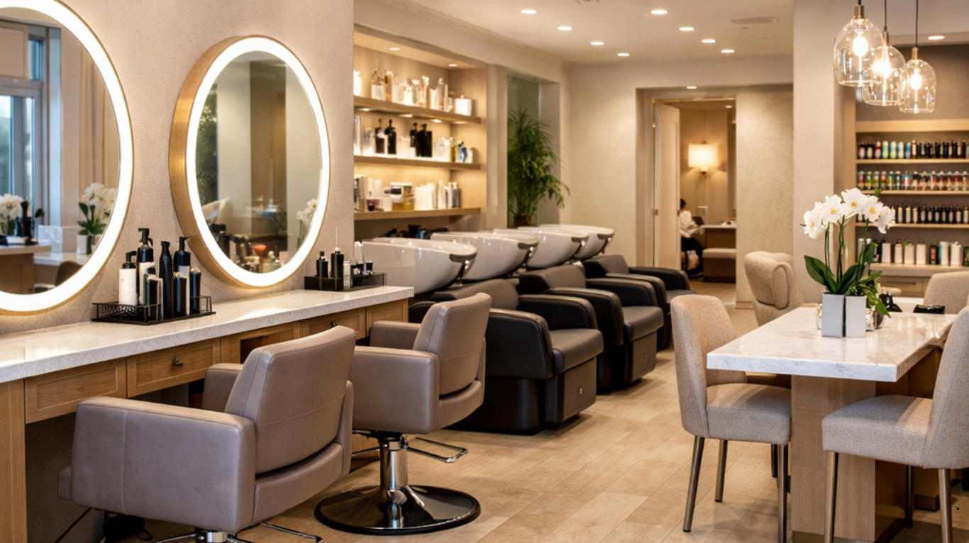 Makeup artist in professional studio setup