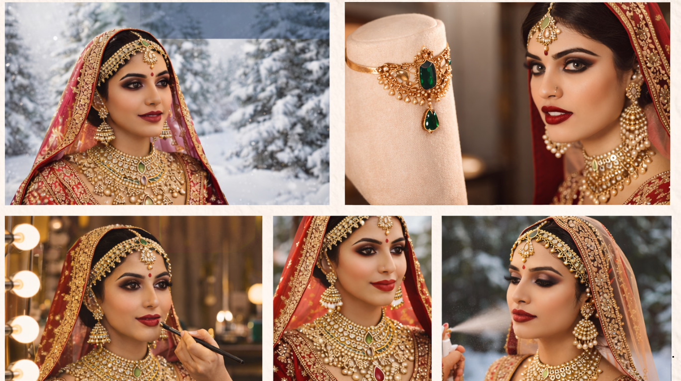 Professional bridal makeup with soft glam finish